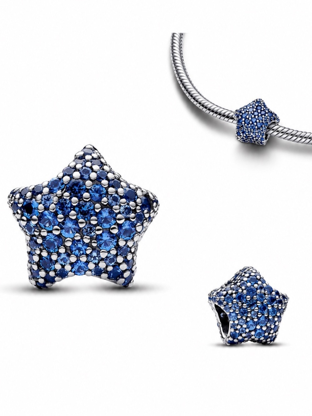 Blue Pavé Star Charm (ONE) – Sterling Silver